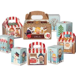 Weihnachtsmarkt Adventskalender zum Befüllen - Weihnachtskalender mit 24 Schachteln und Adventskalenderzahlen - wiederve