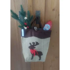 Weihnachtssack mit Namen – Jutebeutel mit Renntierapplikation, Nikolaussack, Säckchen aus Jute und Filz, pers