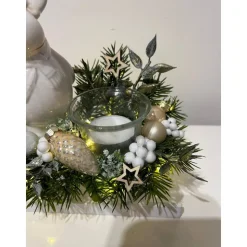 Weihnachtsschlitten mit Elch und Teelichtglas Led Weihnachtsdeko