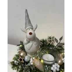 Weihnachtsschlitten mit Elch und Teelichtglas Led Weihnachtsdeko