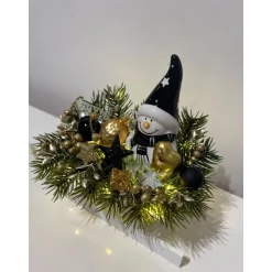 Weihnachtsschlitten mit einem Wichtel/Schneemann und Ledlichtern Weihnachtsdeko