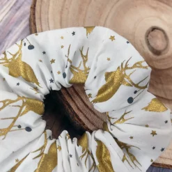 Weihnachtsscrunchie GOLDENES FEST HIRSCH für den Adventskalender oder Nikolaus | Haargummi, Haarband | RÄUBERKIND