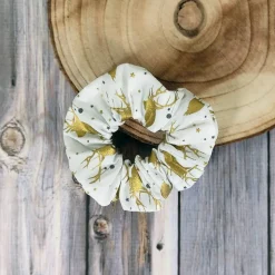 Weihnachtsscrunchie GOLDENES FEST HIRSCH für den Adventskalender oder Nikolaus | Haargummi, Haarband | RÄUBERKIND