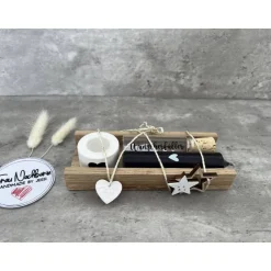 Weihnachtsset, Wunscherfüller inkl. Kerzenhalter, Kerze nach Wahl in Holzverpackung, Kleinigkeit, Holzanhänger