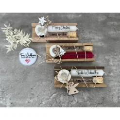 Weihnachtsset, Wunscherfüller inkl. Kerzenhalter, Kerze nach Wahl in Holzverpackung, Kleinigkeit, Holzanhänger
