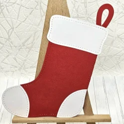 Weihnachtssocke als Gutscheinverpackung – Handarbeit aus 300 g/m² Fotokarton, ca. 14 × 11 cm