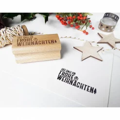 Weihnachtsstempel "Frohe Weihnachten" Etikettenstempel, Stempel, Verpackungen, Holzstempel
