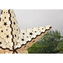 Weihnachtsstern aus Holz, filigran und detailreich, festliche Dekoration zum Aufhängen an Fenster oder Tür