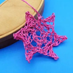 Weihnachtsstern gehäkelt, Papiergarn, pink, 6 Spitzen, Weihnachtsdeko, Advent, Dekoration, Geschenkanhänger, Baumschmuck