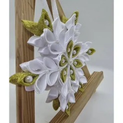 Weihnachtsstern in Weiß-Gold, Durchmesser ca. 12-13 cm