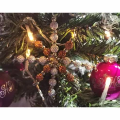 Weihnachtssterne - Adventssterne - Sternanhänger als Schmuck, auch für den Weihnachtsbaum, Gross, Crystal AB-Gold