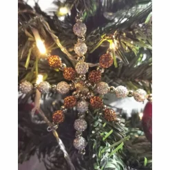 Weihnachtssterne - Adventssterne - Sternanhänger als Schmuck, auch für den Weihnachtsbaum, Gross, Crystal AB-Gold