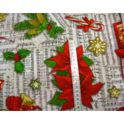 Weihnachtssterne Deko–Liedertexte, Noten Sterne, Glocken 140cm Breite Metrware nähen Stoffbeutel Tischdecke Beuteltasche