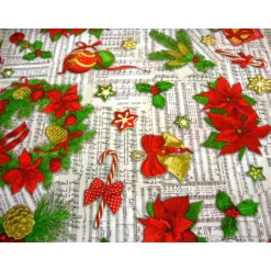 Weihnachtssterne Deko–Liedertexte, Noten Sterne, Glocken 140cm Breite Metrware nähen Stoffbeutel Tischdecke Beuteltasche