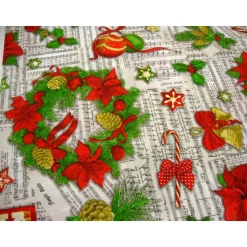 Weihnachtssterne Deko–Liedertexte, Noten Sterne, Glocken 140cm Breite Metrware nähen Stoffbeutel Tischdecke Beuteltasche