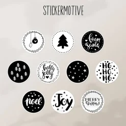 Weihnachtssticker Set *Christmas Joy* / 10 runde Aufkleber ∅ 50 mm