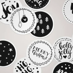 Weihnachtssticker Set *Christmas Joy* / 10 runde Aufkleber ∅ 50 mm