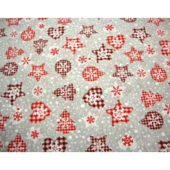 Weihnachtsstoff Meterware Sterne Tannenbaum Herzen Kugeln Karomuster–Punkte rot weiß grau, Deko-Stoffe Taschen nähen