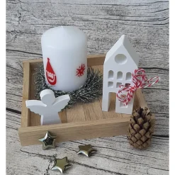 Weihnachtstablett mit Kerze und Deko aus Raysin ~ Lichterhaus ~ Haus zum dekorieren ~ Home ~ Weihnachten