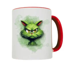 Weihnachtstassen mit frechen Grinch-Katzenmotiven, personalisierbar, Weihnachtsbecher