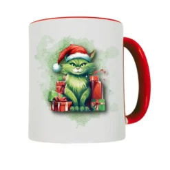 Weihnachtstassen mit frechen Grinch-Katzenmotiven, personalisierbar, Weihnachtsbecher