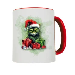 Weihnachtstassen mit frechen Grinch-Katzenmotiven, personalisierbar, Weihnachtsbecher
