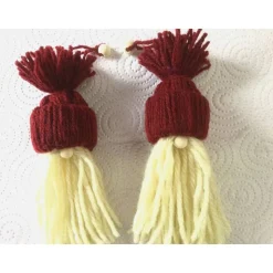 Weihnachtswichtel Gnome 2er Set in weinrot und beige handgemacht von Hobbyhaus