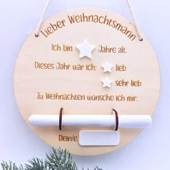 Weihnachtswunschzettel | Weihnachten Kinder | Personalisierbarer Wunschzettel aus Holz | Christkind | Weihnachtsmann