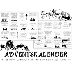 WEIHNACHTSZITATE Adventskalender illustriert Zitate Dichter Papier oder digital Adventskalender Geschenk Adventkalender