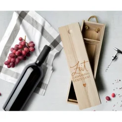 Weinbox mit Gravur | Weinkiste Geschenk individuell gestalten | Weinbox als Hochzeitsgeschenk | Weinpräsent Holzoptik