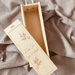 Weinbox mit Gravur | Weinkiste Geschenk individuell gestalten | Weinbox als Hochzeitsgeschenk | Weinpräsent Holzoptik