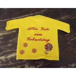 Weinkleid bzw. Weinshirt Geschenkverpackung einer Wein- oder Sektflasche mit personalisierbarer Stickerei