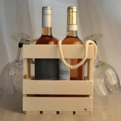 Weintasche natur, Weinträger, Geschenk, Flaschenträger,