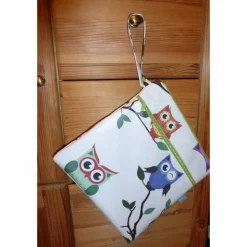 Wetbag, Wachstuch, Eulen, Windeltasche, Nasstasche mit 2 Reißverschlusstaschen für Nass-und Trockenwäsche/Ersatzkleidung