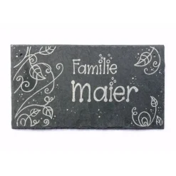 wetterfestes Schiefer Türschild für Familien personalisiert mit Name, exklusives Schieferschild, dekoratives Haustürschild - persönliches Hochzeitsgeschenk, individuelles Familiengeschenk