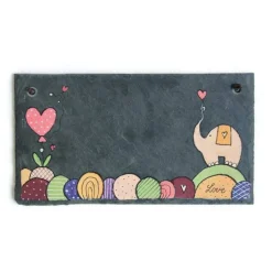 wetterfestes Schiefer Türschild für Familien personalisiert mit Name, buntes Schieferschild, dekoratives Haustürschild - exklusives Hochzeitsgeschenk, individuelles Familiengeschenk