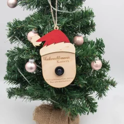 Wichtel / Elfen / Weihnachtsmann Überwachungskamera Attrappe aus Holz mit farbigen Akzenten