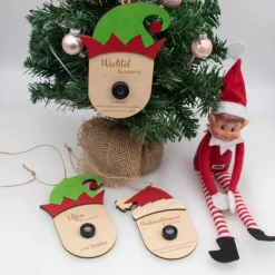 Wichtel / Elfen / Weihnachtsmann Überwachungskamera Attrappe aus Holz mit farbigen Akzenten