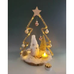 Wichtel auf Ski mit Tannenbaum mit Timer,Deko,Weihnachten,Geschenk,Advent,Sofortkauf,Unikat