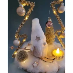 Wichtel auf Ski mit Tannenbaum mit Timer,Deko,Weihnachten,Geschenk,Advent,Sofortkauf,Unikat