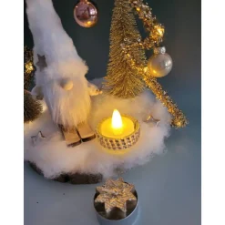 Wichtel auf Ski mit Tannenbaum mit Timer,Deko,Weihnachten,Geschenk,Advent,Sofortkauf,Unikat