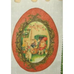 Wichtel Hasen Ostertasche Stoff mit Bügelbild grün weiß bunt