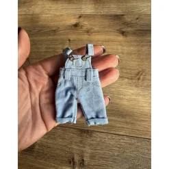 Wichtel Latzhose in Blau Miniatur Arbeitshose Hose Wichtelkleidung Wichtelhose 8,5cm x 4 cmb