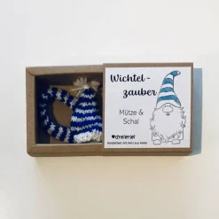 Wichtel Mütze und Schal blau