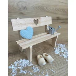 Wichtel Wichteltür Bank mit Herz / Holzschuhe / Gießkanne
