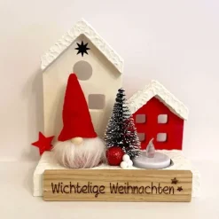 Wichtelhäuschen mit Wichtel und Teelicht