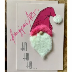 WICHTELKARTE,Weihnachten, rosa/pink -Ho Ho Ho