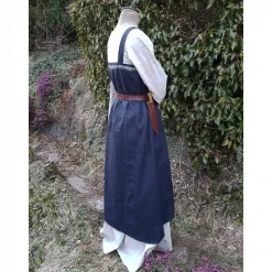 Wikinger Kleid, blaues Leinen Schürzenkleid, Mittelalter Gewandung, Cosplay Kostüm, LARP