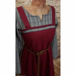 Wikinger Leinen Schürzenkleid, Überkleid bordeaux , Mittelalter Kleid, Wiki Schürze, LARP, SCA, Toraxacum