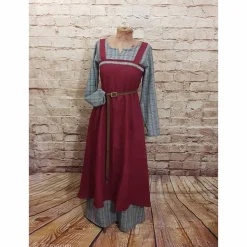 Wikinger Leinen Schürzenkleid, Überkleid bordeaux , Mittelalter Kleid, Wiki Schürze, LARP, SCA, Toraxacum